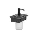 Cut out image of Vado Cameo Muse Matt Black Soap Dispenser with 150mm Black Glass Shelf